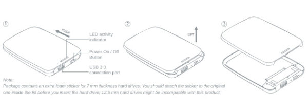 POCKET-PASSPORT 2.5” USB 3.0 SATA HDD Enclosure (HGE280) - Image 3